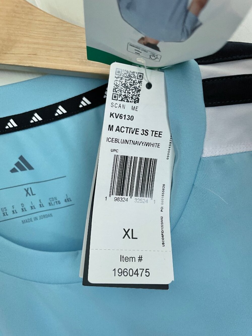 NEW Adidas Men's 3-Stripe Active Tee XL NWT Ice Blue - Picture 6 of 9